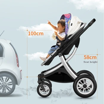 2021 upgrade X-type stroller, high landscape baby stroller, мултифункционален склад с един ключ, спускащите автомобил, лесен каишка за носене на ръка
