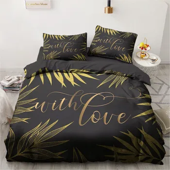 Leaf Letter 3D Quilt Covers Pillow Shams Duvet Cover Sets Comforter Shell Bed Linens Twin, Double Single European Style Bedclothe