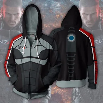 BIANYILONG 2018 нови блузи, Блузи, Палта и Качулки Костюм Легион Облекло Mass Effect 3D печатни Цип Блузи, потници