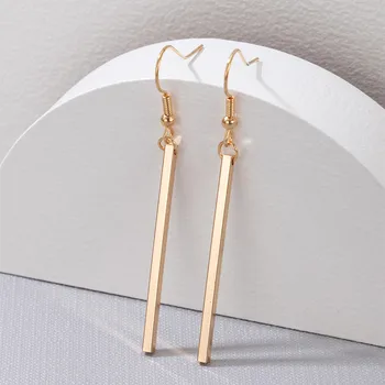 HuangTang Vintage Stick Earrings for Women Female Пънк Minimalist silver Gold Color Long Earrings Trend Jewelry Party Gift 17174