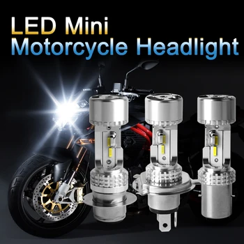 2 елемента Мотоциклет LED Светлини H4 HS1 BA20D H6 Blub DC 9V~60V 6000K Moto Light СДС Чип Скутер Accessoire Motobike Head Lamp