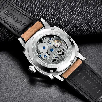 BENYAR Design 2021 New Luxury Men ' s Automatic Mechanical Business Watches Многофункционални висококачествени кожени Водоустойчиви часовници