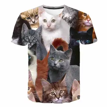 2021 Забавни 3D Аниме Cat Graphic T-shirt Аниме Boy Clothing Лятна мода Мъжка тениска Аниме Harajuku Върховете Plus Size Градинска плат