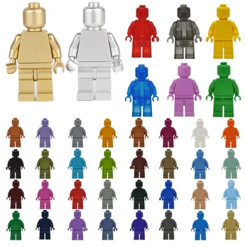 40PCS pure color small particle building block minifigures, САМ secondary transformation creative assembly design exercises