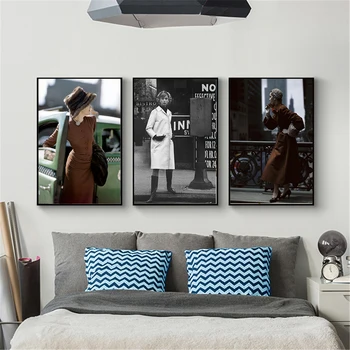 Мода Изкуството На Черно-Бял Вестник Красиви Модели Плакат Платно Декоративна Живопис За Спални Стенен Фигура