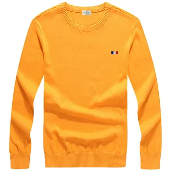 Мъжки Пуловер Есен и Зима Новият Официален Случайни Пуловер Мода Черен Кръгъл Отвор Памук, Деликатни Бродирани Логото