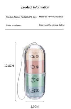 Водоустойчив Четырехкамерный Медицински Кутия Цветна Пластмасова Кутия За Хапчета Стоки За Бита Пътуване Отточна Тръба На Шарнирна Връзка Кутия За Съхранение С Голям Капацитет