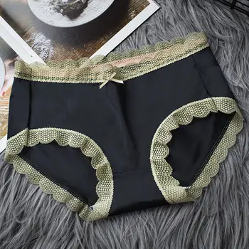 Дамски Бикини Ice Silk Underwear Бикини за жени Секси дантела и Меки Дишащи Гащи Апартамент Женски Гащи Твърди Гащи