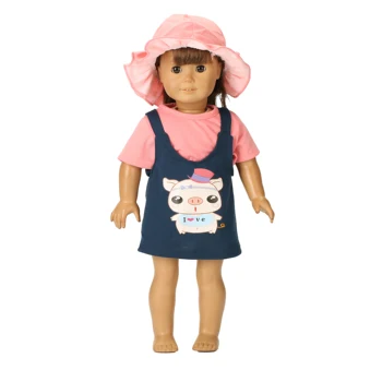 2 Бр./компл. Стоп-моушън облекло Животни Мотиви Шапка+Дрешки, Подходящи за 18-инчовата Американската кукла момиче и 43 см Baby Reborn Кукла Our Generation Toy