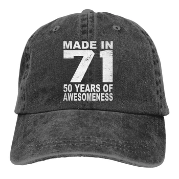 Произведено В 71 50 Години Awesomeness 1971 Година на Раждане Реколта бейзболна шапка на Мъжете 1971 Година на раждане Шапки и цветове Дамски Летни възстановяване на предишното положение Шапки