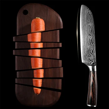 Комплект Кухненски ножове Професионални Ножове Готвач на Японски 7CR17 440C Высокоуглеродистая Неръждаема Стомана Имитация Дамасский Модел Набор от Ножове