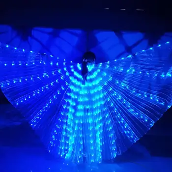 Light Up Belly Dance LED Butterfly Wings Stage Shows Costume Performance Props Флуоресцентное крило с пръчка за възрастен дете