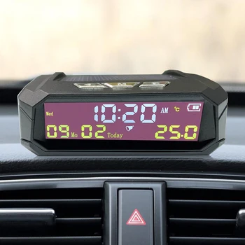 ГУМИТЕ Look Solar Car Digital Clock with LCD Time Date In-Car Температура Display Auto Interior Accessories