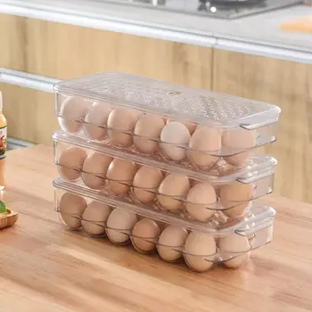 Прозрачна Кутия За Яйца С Капак Штабелируемая Кутия За Съхранение На Яйца С Кухненски Кутия За Съхранение На Яйца Хладилник Организатор Яйца Кутия За Съхранение На Пресни Яйца