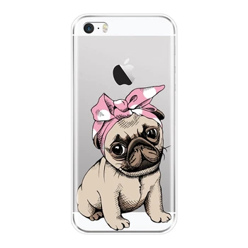 Калъф за телефон Apple iPhone 4 4S 5 5C 5S SE Case Силиконов Мопс Френски Булдог Кученце Кучето Kawaii Мека Делото за iPhone 4 5 S