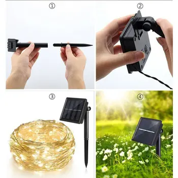 100LED Solar Copper Light String Outdoor Waterproof Lawn Decorative Light String for Christmas Garden Wedding Party