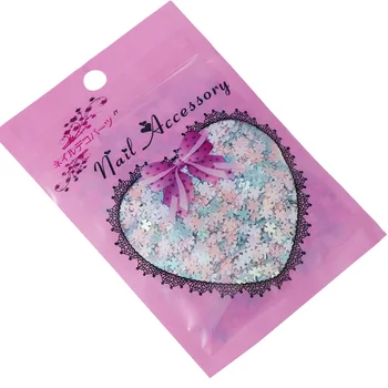 Около 14 г Mix Сърце Star Snowflake Flower Nail Glitter Mix Size Ultrathin Laser Sequins Нейлз Art Decoration For САМ маникюр