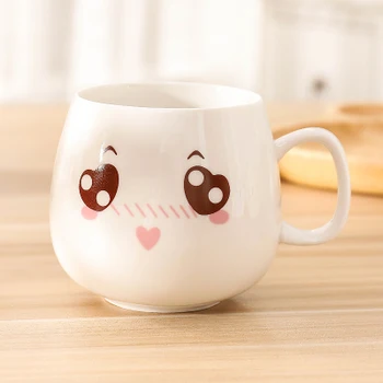 Kawaii Creative Mug Сладко Cartoon Ceramic Капак Couple Water Coffee Mug Cup Milk Момиче Handle Home Tazas Cafe De Drinkware AD50MC
