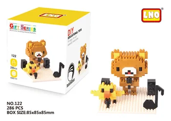 LNO Сладко Japanese Rilakkuma Поза Bear Kawaii Animal Mini Diamond Blocks Blocks kids Building Brick DIY Model Educational Toys