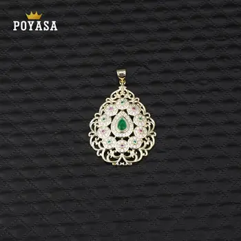 Марокански кафтан сватбен златен медальон за жени зелен камък модни бижута мед високо качество висулка