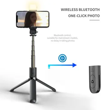 3 в 1 Bluetooth Selfie Stick Монопод мини Статив С led Изливане на Светлина и Дистанционно затвор За Xiaomi iPhone Huawei Samsung