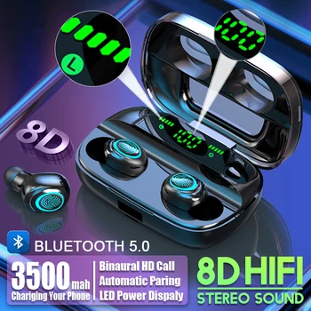 3500mAh LED Bluetooth Безжични слушалки Слушалки TWS Touch Control Sport Ear Set намаляване на шума Слушалки Водоустойчив Слушалка