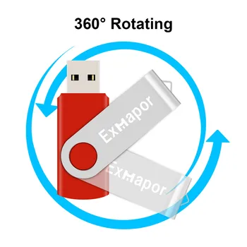Exmapor 8GB USB 2.0 Flash Drive Red Rotating Jump Drive Zip Drive Memory Sticks for PC Mac Tablet Thumb Drive 8 GB Pen Drive