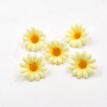 3.5 см 50шт Изкуствени цветя, направи си САМ ръчно изработени бижута прическа цвете малка маргаритка Мини слънчоглед фалшив цвете на главата