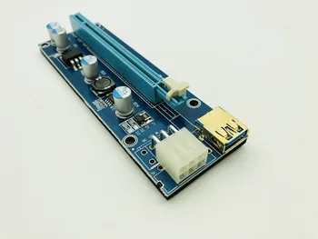 10ШТ Златен VER009S PCI Express PCIE PCI-E Странично Card 009s Molex 6Pin to SATA 1X 16X USB3.0 Extender Adapter LED за майнинга БТК