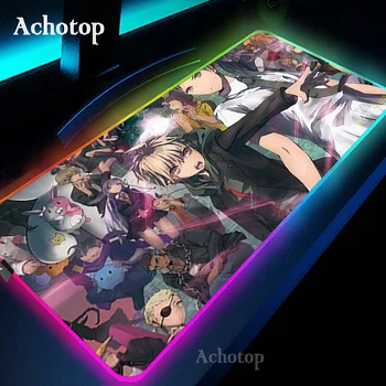 Danganronpa Аниме RGB Colorful Gaming Large Mouse Pad XXL PC Gamer Led Computer Мишка на PC Desk Play Mat with Осветен Table Pad