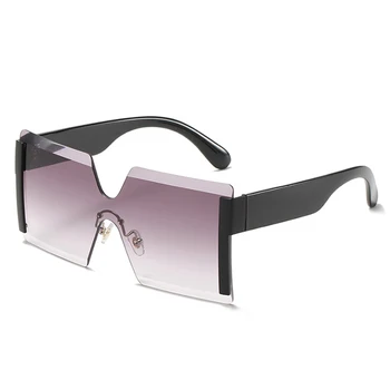 Мода Големи Квадратни Слънчеви Очила за Жени без рамки Марка Дизайнер Плосък Топ Големи Слънчеви Очила Женски Едно Парче Пътуване Гафа де Сол