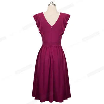 Ница-forever Women Summer Solid Color Fashion Разчорлям Sleeve Sun Casual Dresses Хубаво Flare Swing Dress A143