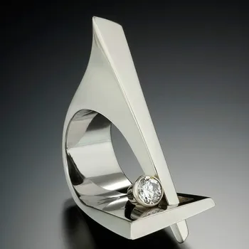 Луксозни Готически Творчески Геометрични S925 Сребърни Пръстени С Цирконии Обещават Годежни Пръстени За жени, Уникални Художествени Декорации Бижута