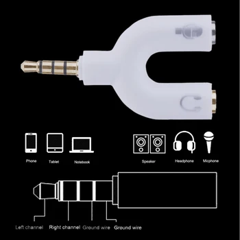 U Тип Адаптер Двоен 3,5 ММ Plug За Слушалки, Аудио Кабели Микрофон Сплитер 2 В 1 Отточна тръба на шарнирна връзка Жак За Смартфон, MP3, MP4 Плеър