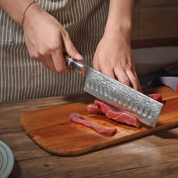Висококачествен нож от Дамасской са станали 7 инча новият японски стил 67 слоеве с кухненски нож от неръждаема стомана нож сантоку