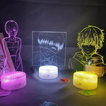 Аниме Токио Вурдалак Фигура Kaneki Ken 3D LED RGB Лампа от Нощните Светлини Страхотен Подарък За Приятел Лавовая Лампа Спалня, Нощно Шкафче Масата Декор