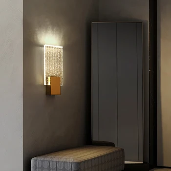 JMZM Модерен Crystal монтиран на стената Лампа Прост Творчески Стенен Бронзова Лампа LED Светлини Светлина За Дневна Спалня Стълбище, Дрешник, Балкон