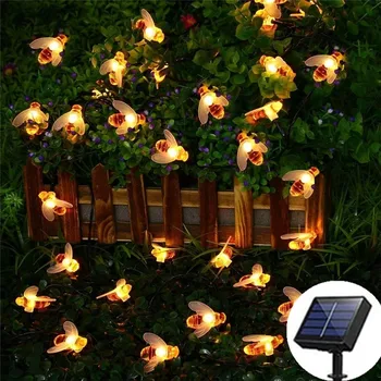 7М Solar Светлини String 50 Led Honey Bee Shape Solar Powered Фея Светлини For Outdoor Home Garden Fence Summer Decoration