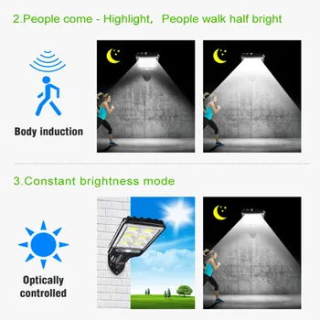 Слънчев Сензор монтиран на стената Лампа 72 COB/18LED Водоустойчив Човешкия Индукционный Уличен Фенер Градина Открит Двор Двор Сензор за Светлина Улица