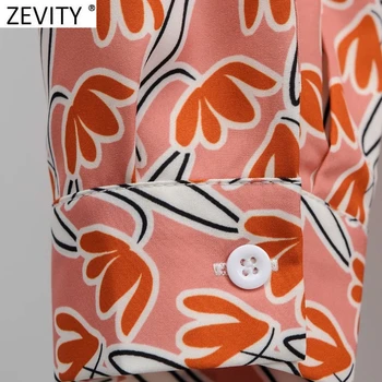 Zevity 2021 За жени Ретро Отложной Яка на Риза с флорална принтом Офис дами с Дълъг ръкав Бизнес блуза Шик дамски Блузи LS9170