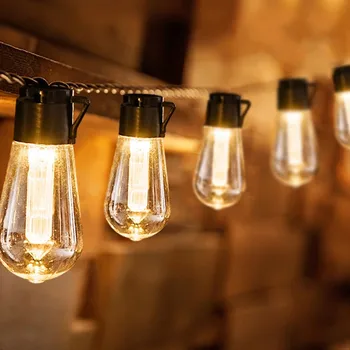 10 М Струнни Светлини LED Ретро Едисон Лампи с нажежаема Жичка Градина Открит вътрешен Двор Празник Сватба Венец LED Струнни Светлини