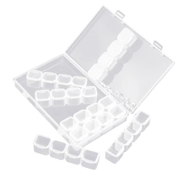 Прозрачен 28 Отделения Прозрачна Кутия За Съхранение на Пластмасови Кутии Инструменти За Съхранение на M17D