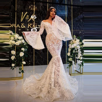 Abendkleider Дантелени Апликации Вечерни Рокли Dubai Притежава See Through Prom Dress Arabic Robe De Soiree Celebrity Party Gowns 2021