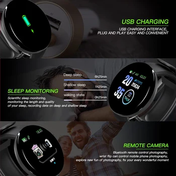 Reloj D18 Smart Watch Мъжете Кръвното Налягане Smartwatch Жени Спорт Водоустойчив Тракер Крачкомер Електронни Часовници За Android и IOS