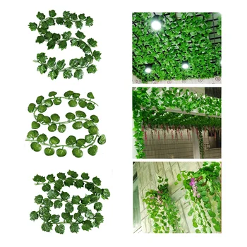 230 см Копринени растения-бръшлян лоза изкуствени листа растителен декор на стената лозови листа грозд офис декор фалшива билки