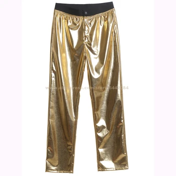 MJ Michael Jackson Панталони Гладка Престъпни Класически Златни Кожени Панталони Блейзър Hallowmas Party Cosplay Prop #03FZGSD08