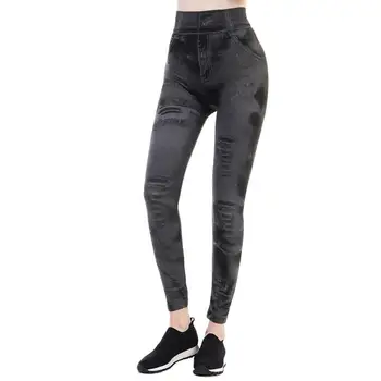 2021 Women New Fashion Classic Stretchy Slim Leggings Секси Imitation Jean Skinny Jeggings Skinny Pants Отгоре