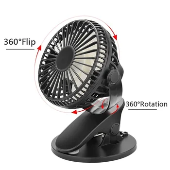 USB Fan Клип Охлаждане Акумулаторна Скоба Настолен Настолен Вентилатор Преносим Мини Скоба за Вентилатор Въртяща се На 360 Градуса Вентилатор за Чилър Въздух Вентилатор