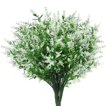 10 Лъчи от Изкуствени Цветя, Лавандула Външни Фалшиви Цветя за Украса на устойчиви на UV радиация Не изчезват Изкуствени Пластмасови Растения