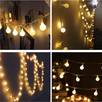 10m 20m 30m 50м Led String Lights With White Топка AC110V/220V Holiday Decoration Lamp Festival Christmas Lights Outdoor Lighting